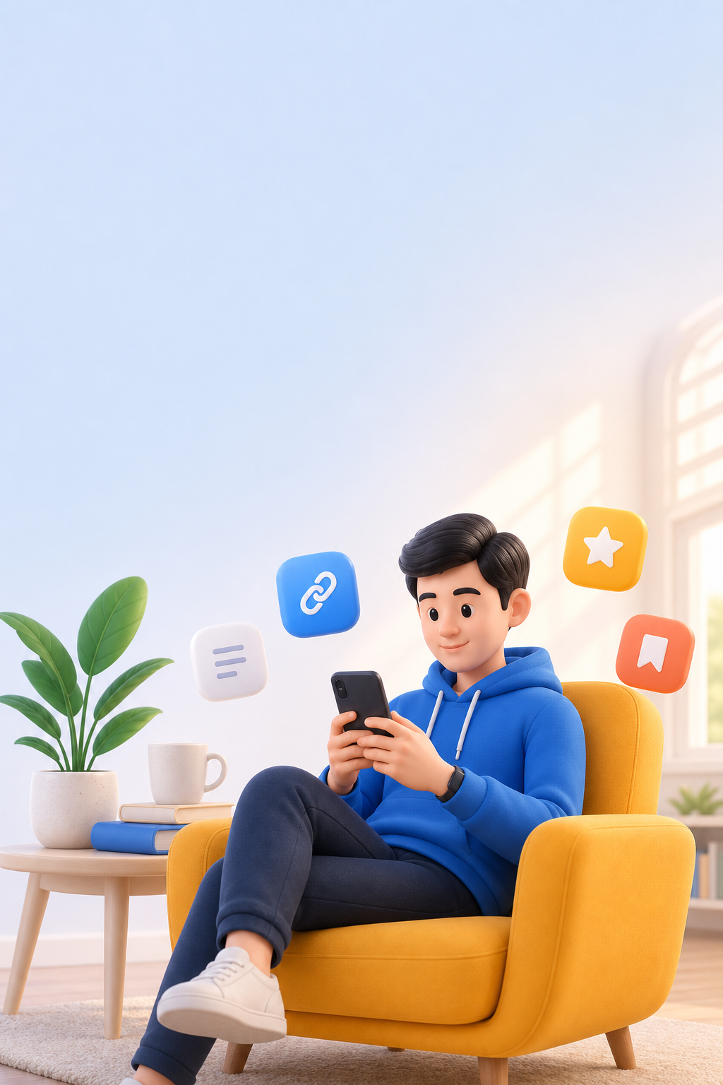 A person comfortably saving useful links on their phone